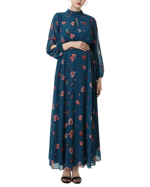 Kimi and Kai Floral Print Long Sleeve Maternity Maxi Dress in at