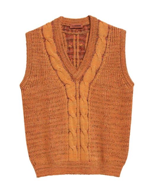 Missoni Cable Detail Wool Mohair Blend Sweater Vest in at