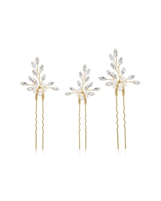 Brides & Hairpins Agapi Set of 4 Pearl Crystal Hair Pins in at