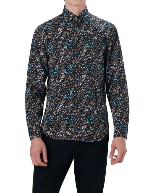 Bugatchi Shaped Fit Abstract Print Stretch Cotton Button-Up Shirt in at