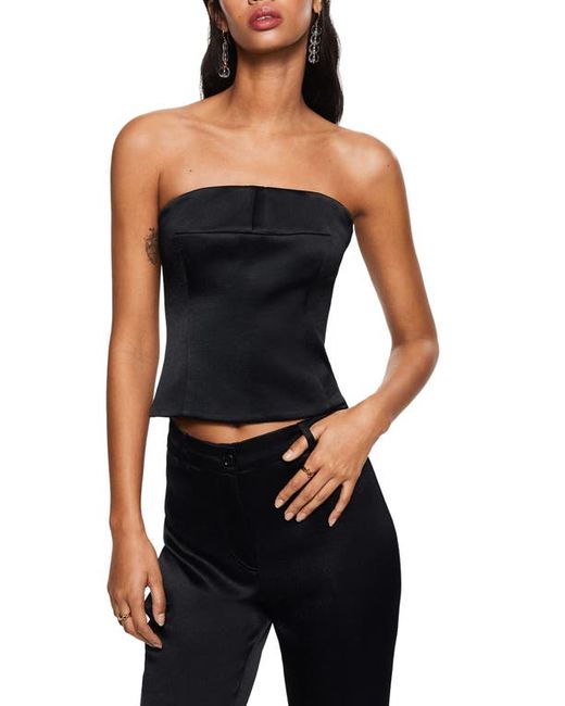 Mango Strapless Satin Top in at