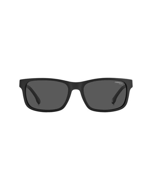 Carrera 57mm Rectangular Sunglasses in Matte Black Polar at