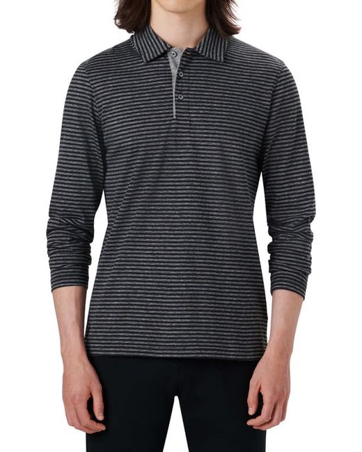 Bugatchi Stripe Cotton Long Sleeve Polo in at