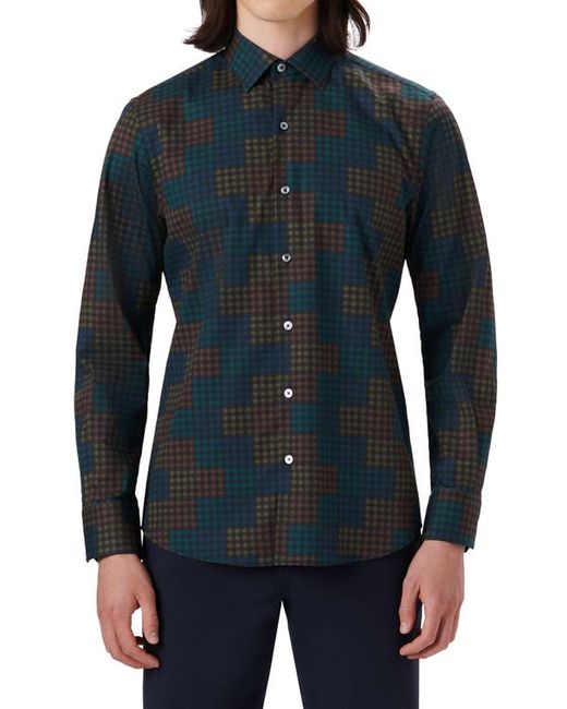 Bugatchi Shaped Fit Check Stretch Button-Up Shirt in at