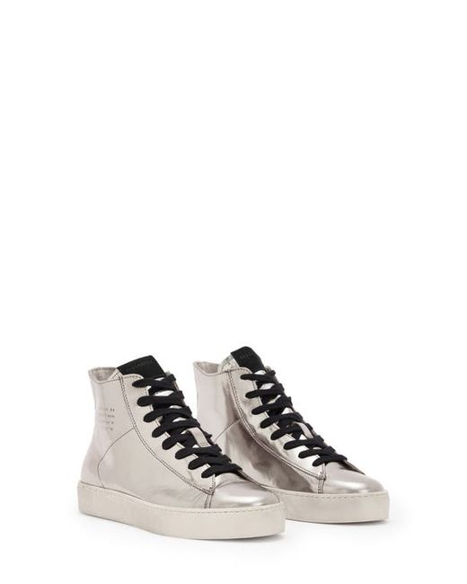 AllSaints Tana Metallic Leather High Top Sneaker in at
