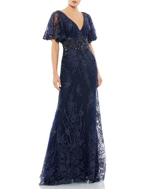 Mac Duggal Butterfly Sleeve Sequin Lace Column Gown in at