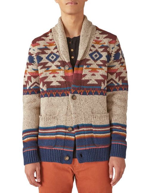 Lucky Brand Southwest Pattern Shawl Collar Cardigan in at