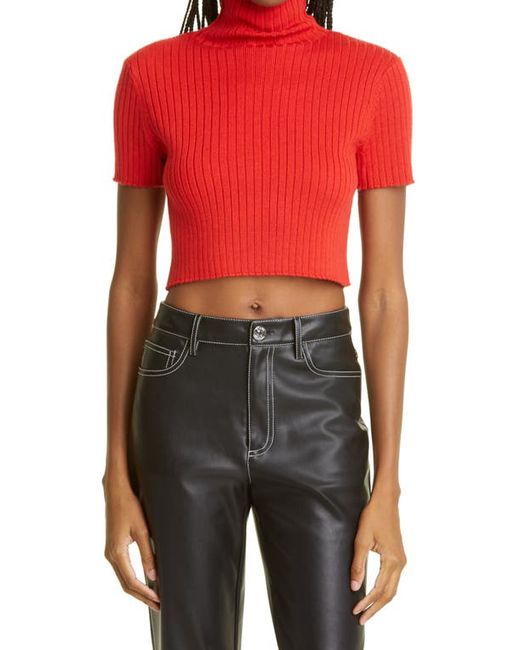 Staud Lilou Crop Wool Blend Turtleneck Sweater in at