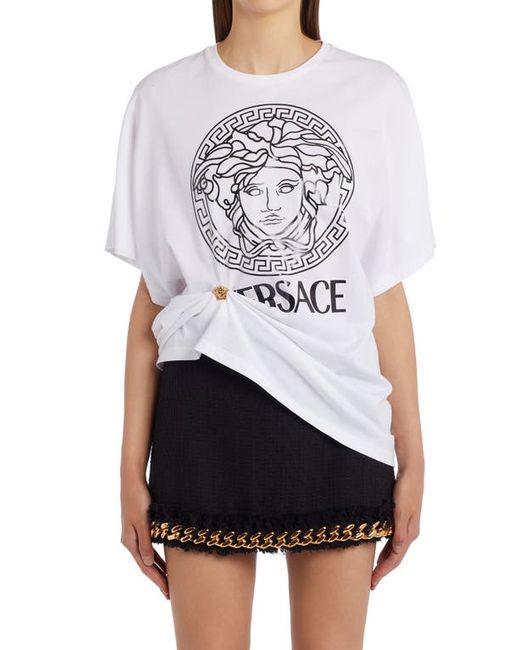 Versace First Line Versace Medusa Logo Safety Pin Cotton Graphic Tee in at