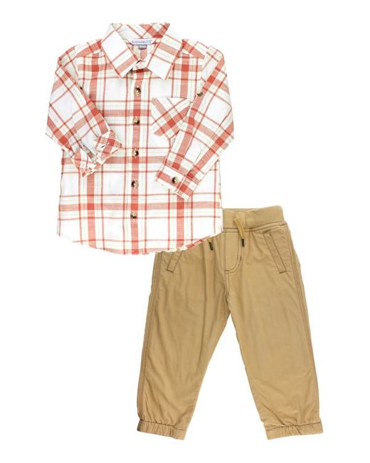 RuggedButts Burnt Sienna Plaid Button-up Shirt Joggers Set in at