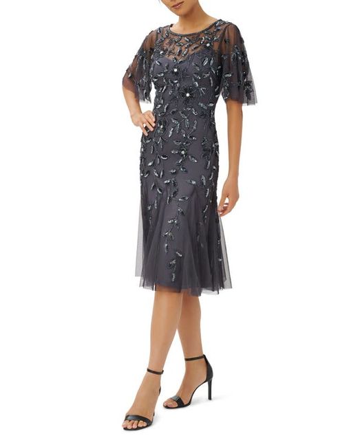 Adrianna Papell Beaded Mesh Cocktail Dress in at