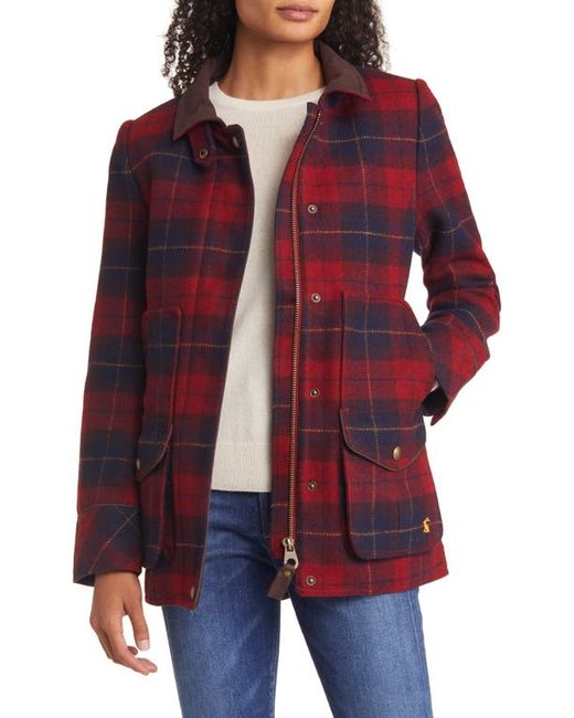 Joules Plaid Wool Blend Field Coat in at