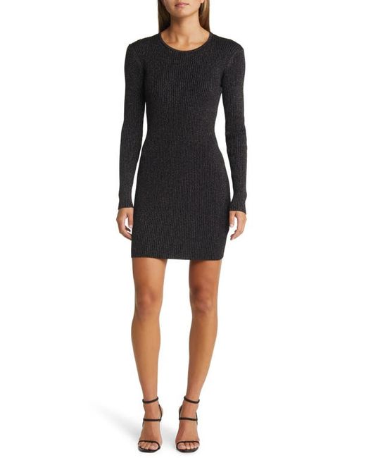Open Edit Sparkle Long Sleeve Sweater Minidress in at