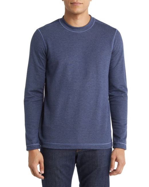 Johnston & Murphy Reversible Cotton Modal Blend Sweater in Navy/Brown at