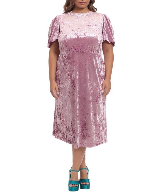 Donna Morgan Puff Sleeve Velvet Midi Dress in at