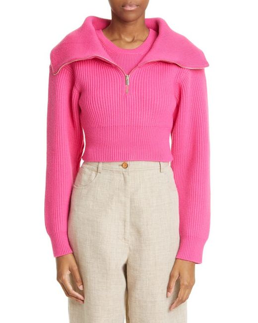Jacquemus Risoul Merino Wool Layered Crop Sweater in at