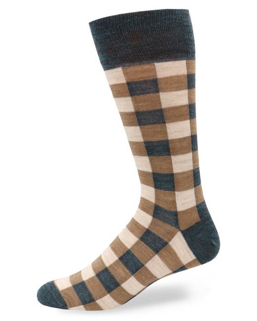 Lorenzo Uomo Checkerboard Wool Blend Dress Socks in at
