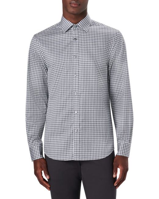 Bugatchi Shaped Fit Gingham Stretch Cotton Button-Up Shirt in at