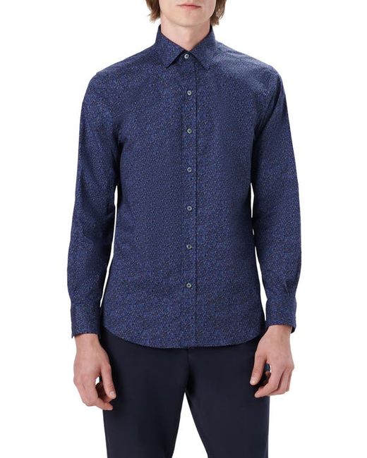 Bugatchi Shaped Fit Geometric Print Stretch Cotton Button-Up Shirt in at