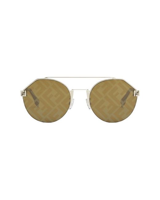 Fendi 52mm Aviator Sunglasses in Shiny Gold Mirror at