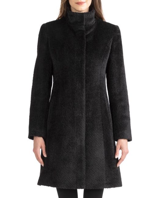 Sofia Cashmere Stand Collar Shaped Alpaca Wool Blend Coat in at