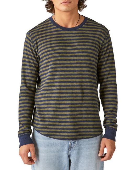 Lucky Brand Garment Dye Stripe Thermal Long Sleeve T-Shirt in at