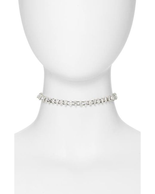 Saint Laurent Crystal Choker Necklace in Palladium/Crystal at