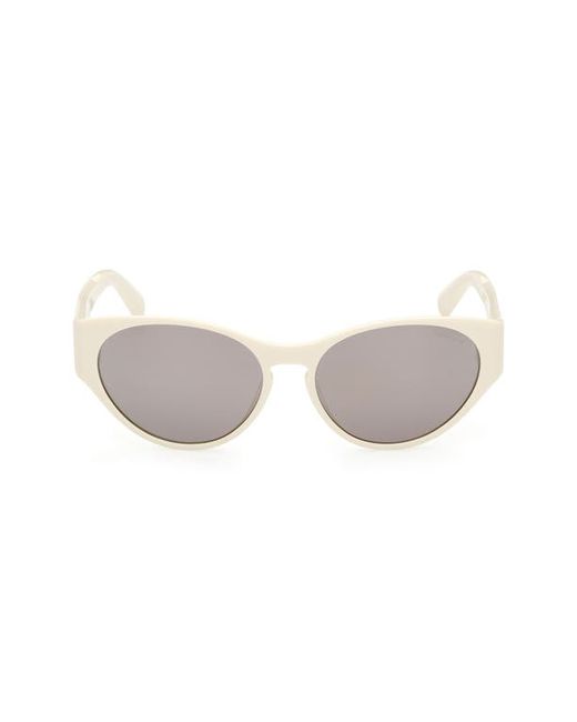 Moncler Lunettes Bellejour 57mm Round Sunglasses in White Grey at