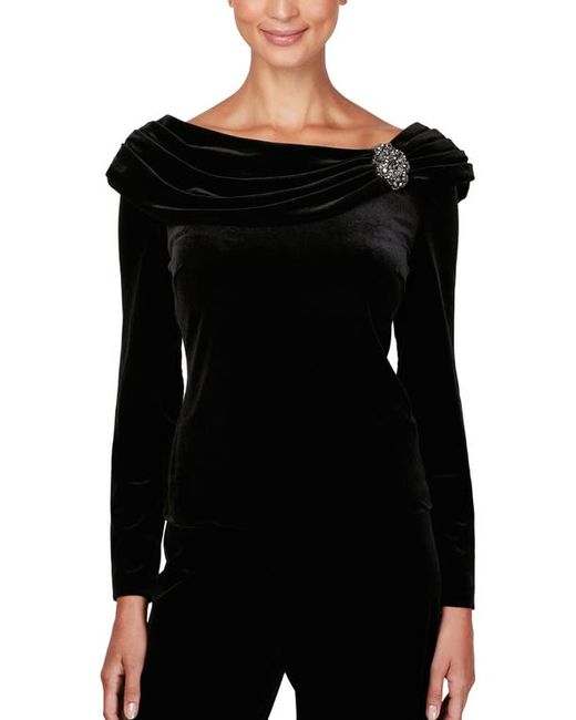 Alex Evenings Ruched Neck Velvet Top in at