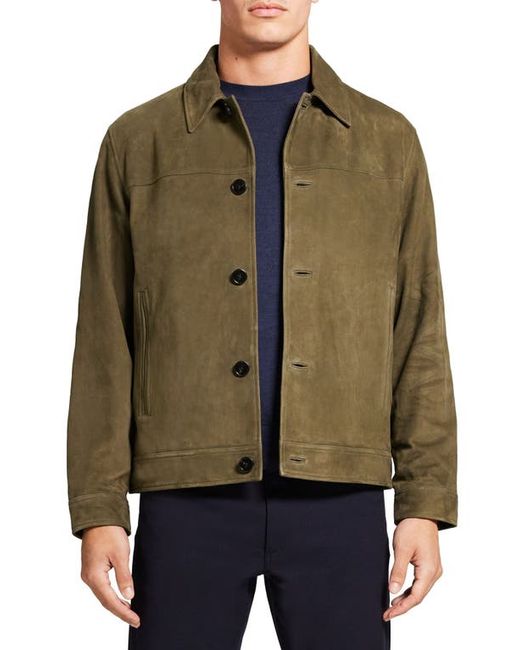 Theory Amos Suede Trucker Jacket in at
