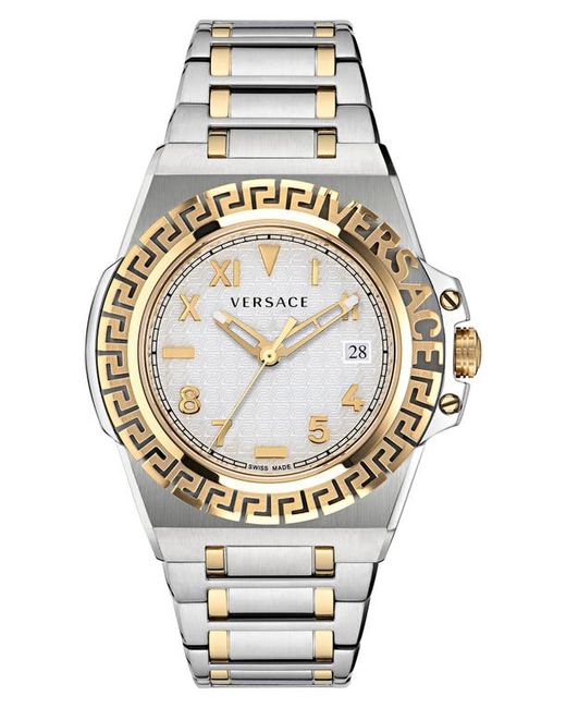 Versace Greca Reaction Bracelet Watch 44mm in Ip Yellow Gold/Steel at