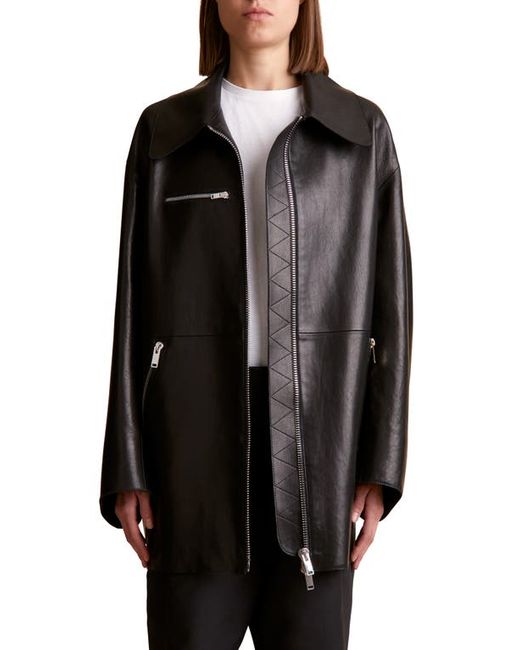 Khaite Gellar Longline Leather Jacket in at