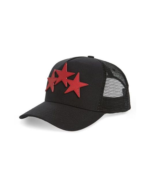 Amiri Three Stars Logo Trucker Hat in Black at