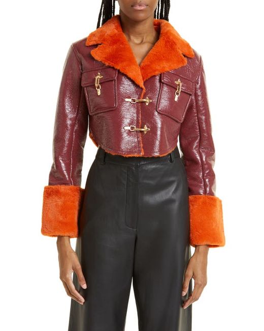 Cult Gaia Jay Faux Fur Lined Leather Jacket in at