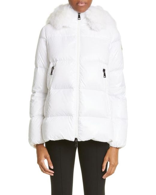 Moncler Laiche Quilted Hooded Down Jacket with Removable Faux Fur Trim in at