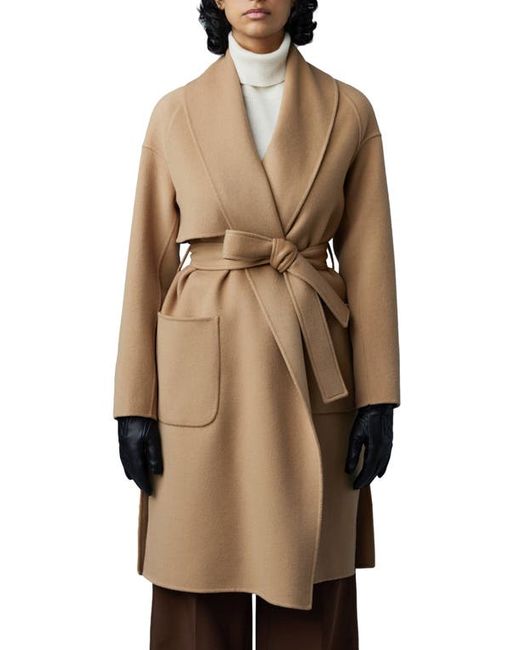 Mackage Thalia Double Face Tie Waist Wool Coat in at
