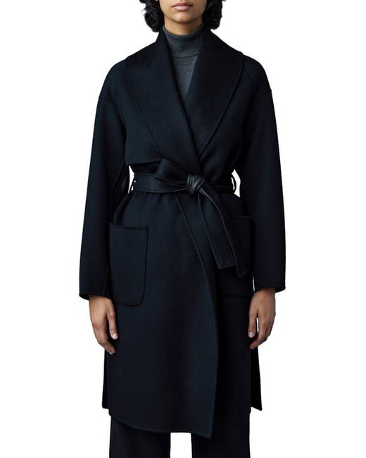 Mackage Thalia Double Face Tie Waist Wool Coat in at