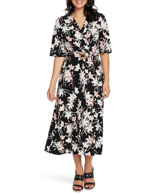 Chaus Floral Wrap Front Belted Midi Dress in at