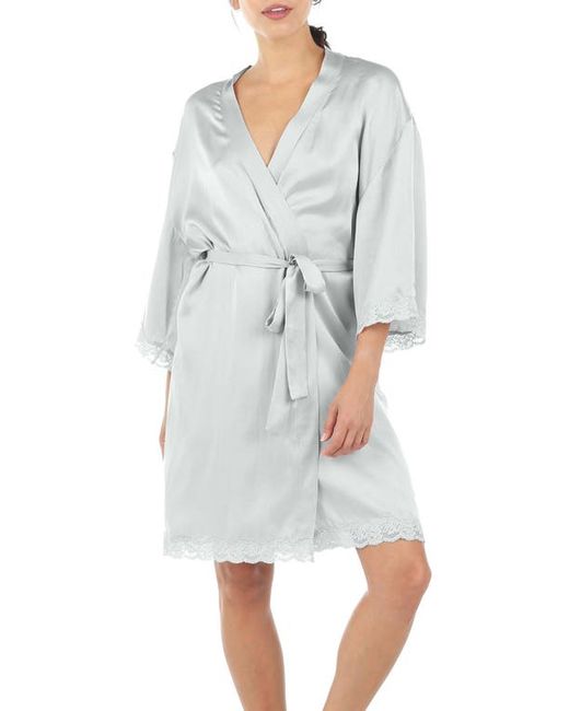 Papinelle Lace Trim Silk Short Robe in at