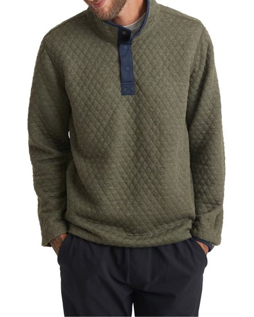 Marine Layer Reversible Stand Collar Pullover in Navy/Olive Heather at