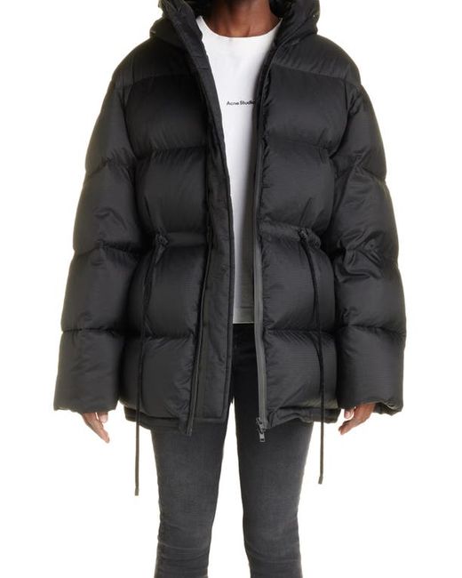 Acne Studios Orsa Nylon Ripstop Hooded Down Puffer Coat in at