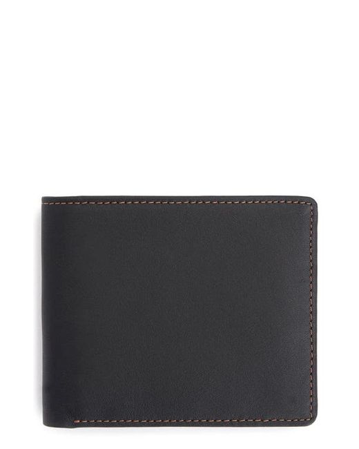 ROYCE New York RFID Leather Trifold Wallet in Black/Tan Foil at