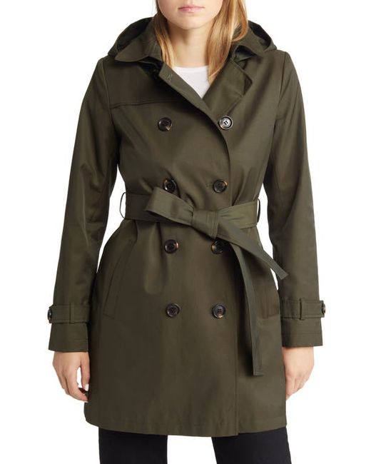 Sam Edelman Water Repellent Hooded Cotton Blend Trench Coat in at