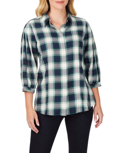 Foxcroft Sophie Cotton Blend Button-Up Plaid Shirt in at