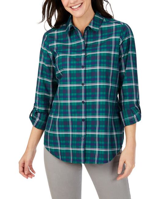 Foxcroft Zoey Plaid Cotton Blend Button-Up Shirt in at