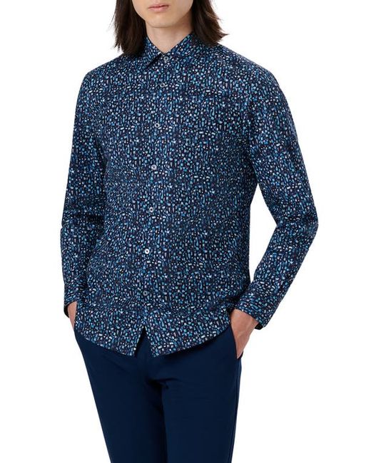 Bugatchi Shaped Fit Print Stretch Cotton Button-Up Shirt in at