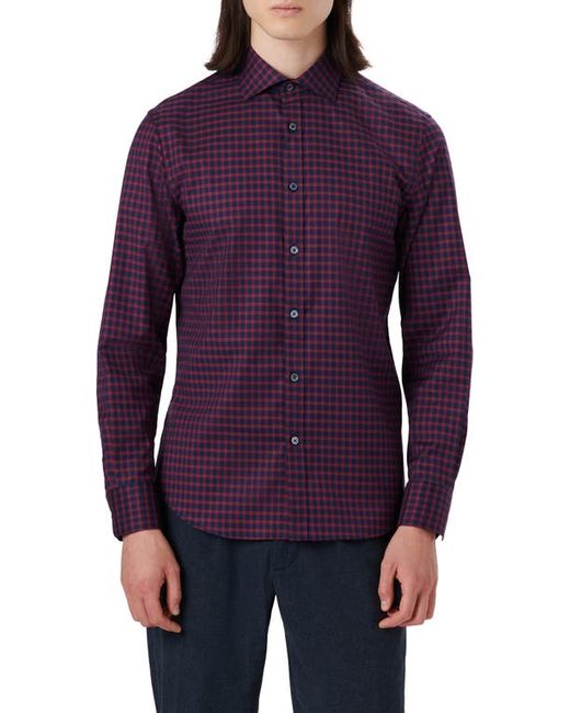 Bugatchi Shaped Fit Check Print Stretch Cotton Button-Up Shirt in at