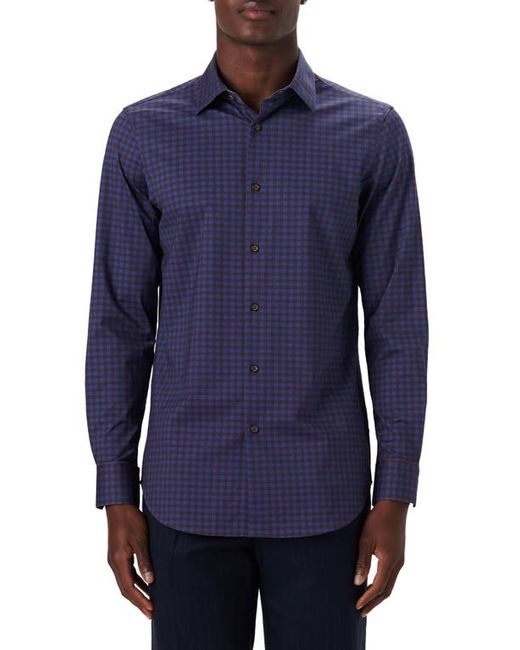 Bugatchi OoohCotton Tech Check Print Button-Up Shirt in at