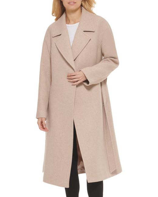 Cole Haan Signature Oversize Belted Basket Weave Wool Blend Wrap Coat in at