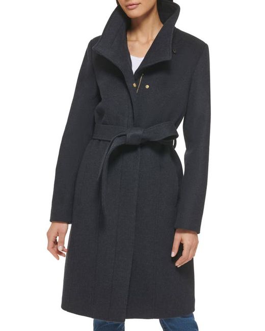 Cole Haan Signature Slick Belted Wool Blend Faux Wrap Coat in at